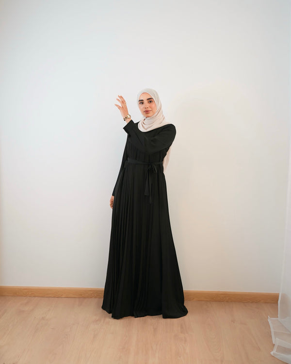 Pleated Silk Abaya C98