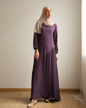 Pleated Chiffon Dress Mauve C74