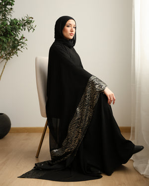 The Metallic Stroke Chiffon Cape Black C274