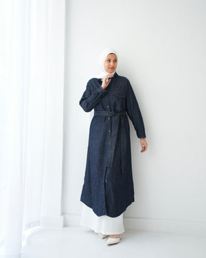 Denim Shirt Dress Navy C400