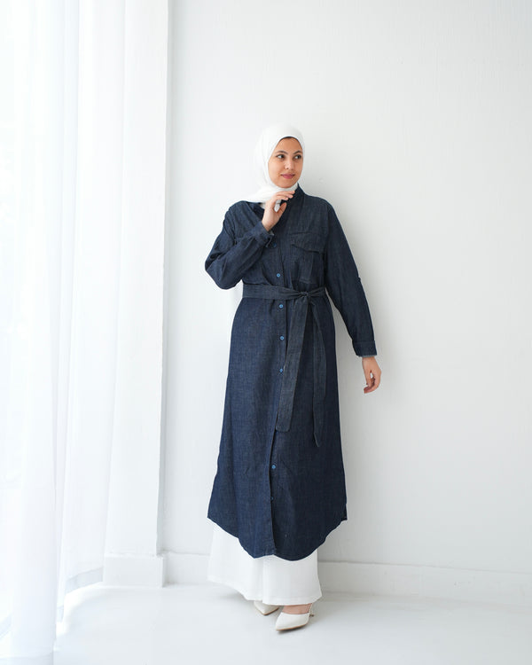 Denim Shirt Dress Navy C400