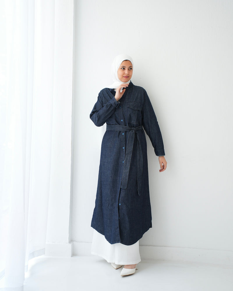 Denim Shirt Dress Navy C400