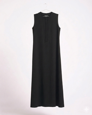 Sleeveless Abaya with Front Buttons Black C283