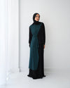 Peplum Side Chiffon Drape Abaya Teal C200