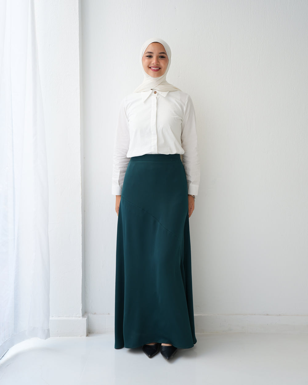 A-Line Maxi Skirt Green Teal C171