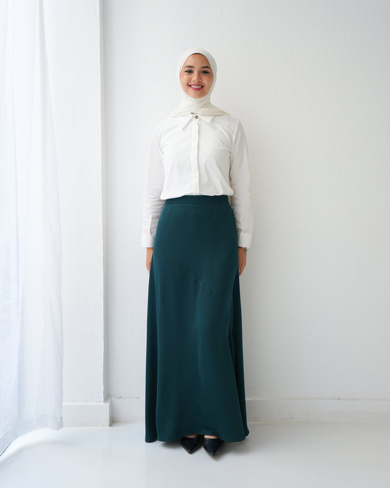 A-Line Maxi Skirt Green Teal C171