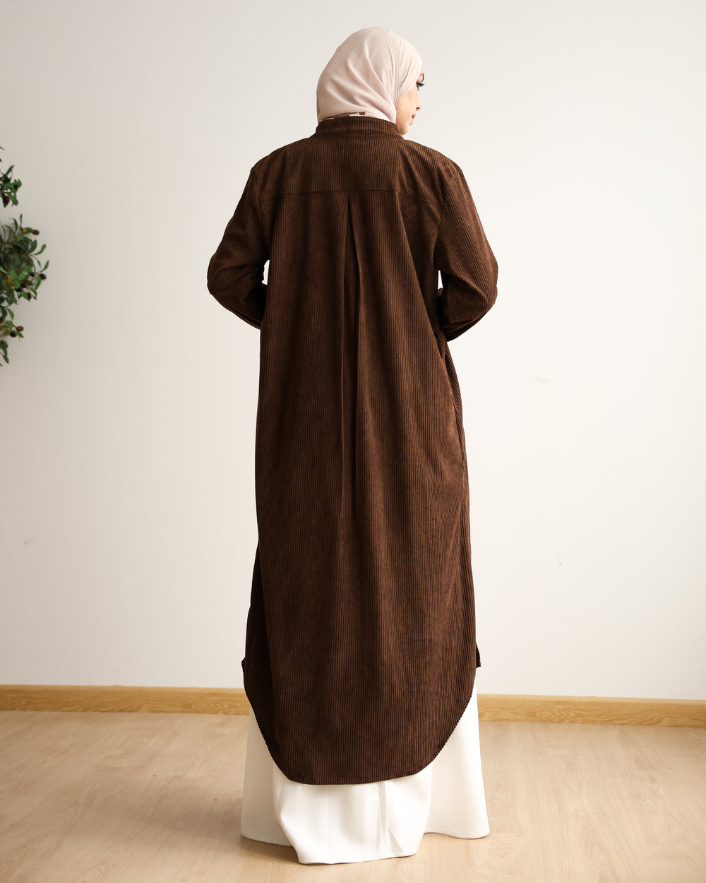 Velvet Corduroy Longline Shirt Brown C510