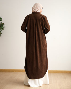 Velvet Corduroy Longline Shirt Brown C510