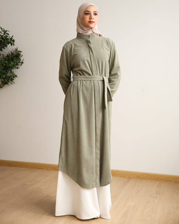 Velvet Corduroy Longline Shirt Mint C510