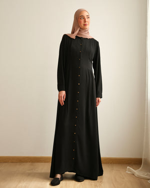 The Front Pleated Gold Buttoned Abaya C69