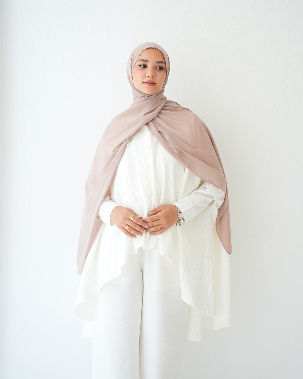 Soft Cotton Chiffon Scarf Latte