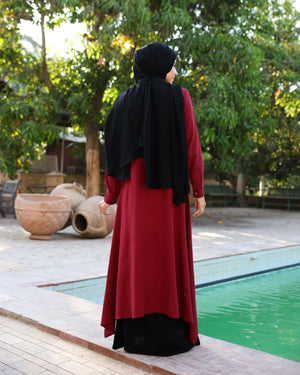 High Low Linen Buttoned Shirt Maroon C2751