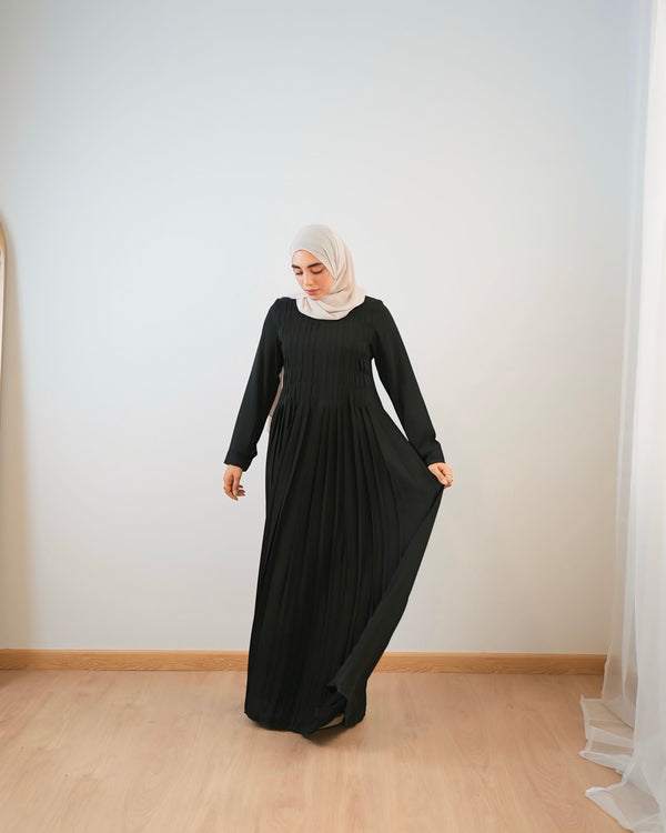 Pleated Silk Abaya C98