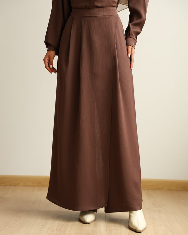 Wrap Skirt Pants Brown C284