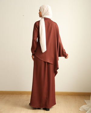 Asymmetric High Low Chemise Blouse Rust C1870