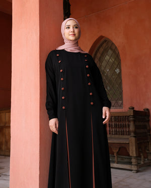 The Parallel Rust Button Abaya C278