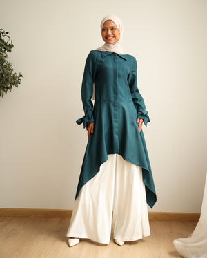 High Low Buttoned Chemise Teal C191