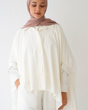 Over Sized Poncho and Pants Set Offwhite C11063