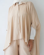 Over Sized Poncho and Pants Set Beige C11063