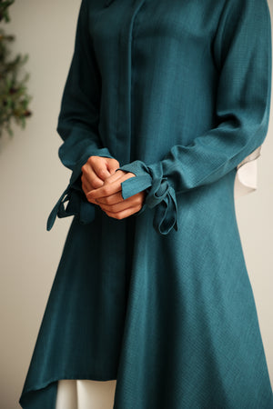 High Low Buttoned Chemise Teal C191