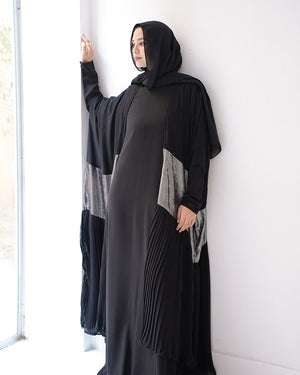 Free Size Pleated Cape Black Silver C215