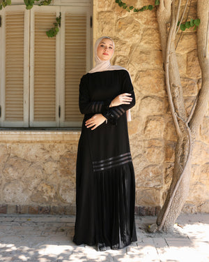 Wrap Silk Pleated Abaya C285