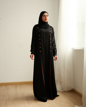 The Parallel Rust Button Abaya C278