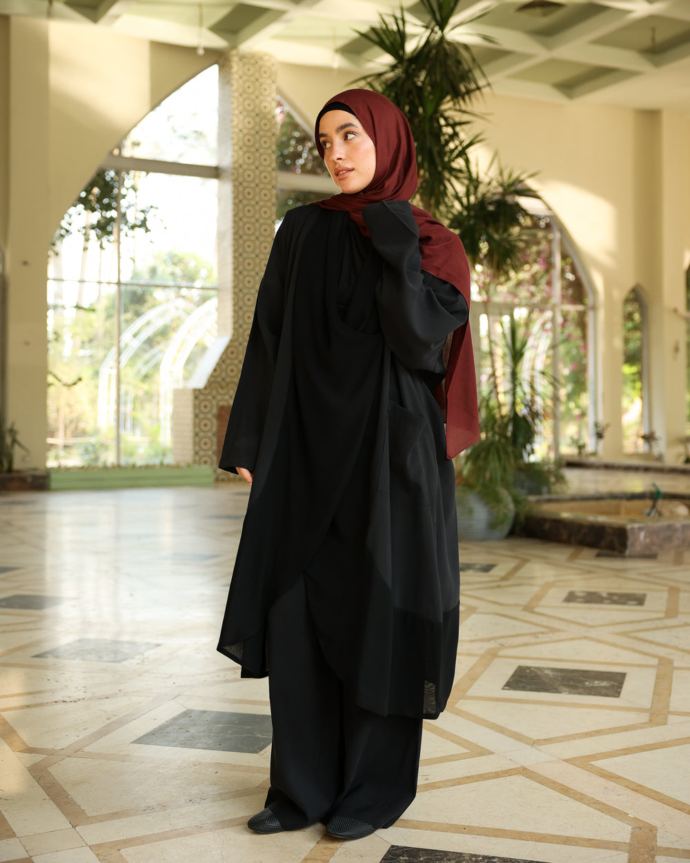 Flowy Layered Blouse & Pants Set in Black C523