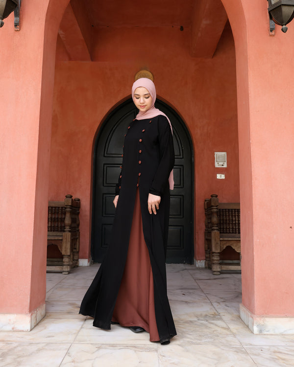 The Parallel Rust Button Abaya C278