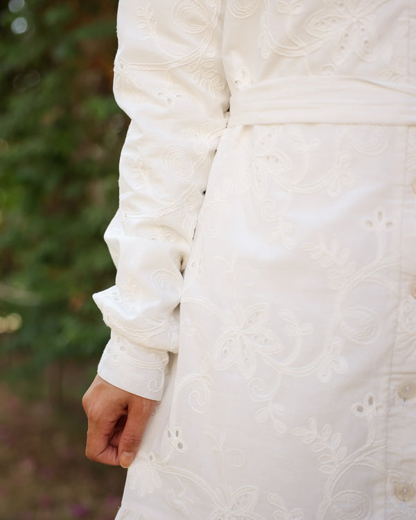 Floral Embroidered Maxi Dress Offwhite C514