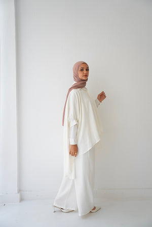 Over Sized Poncho and Pants Set Offwhite C11063