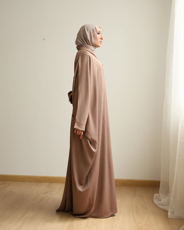 The Lace- Back Free Size Abaya Cafe C2730