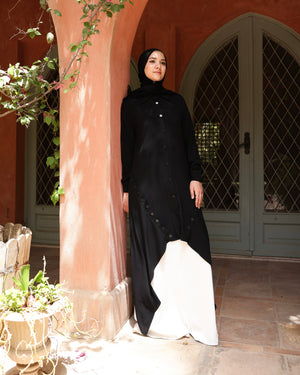 High Low Crepe Buttoned Shirt Black C275