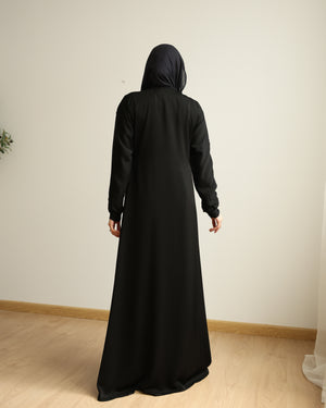 The Parallel Navy Button Abaya C278
