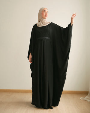 Free Size Internal Belt Silk Abaya C79