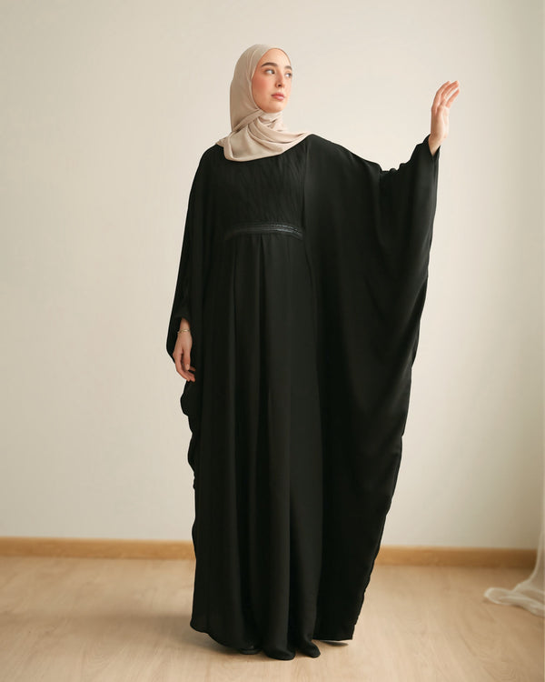 Free Size Internal Belt Silk Abaya C79