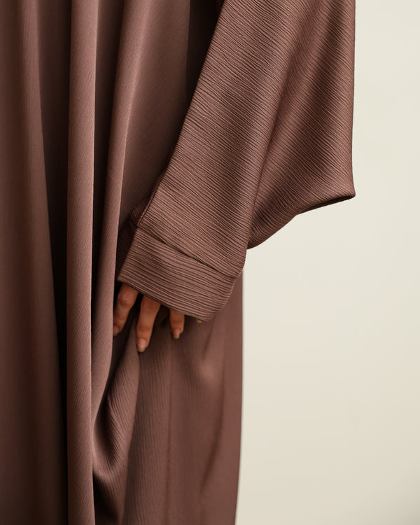 The Lace- Back Free Size Abaya Brown C2730