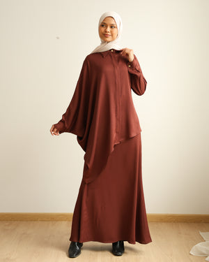 Asymmetric High Low Chemise Blouse Rust C1870