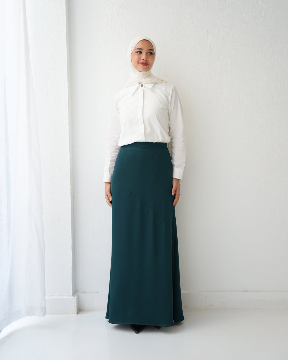 A-Line Maxi Skirt Green Teal C171