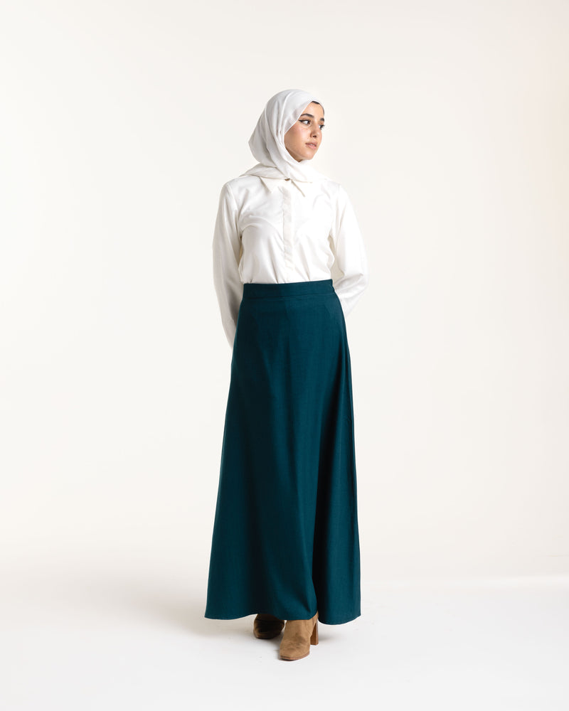 Linen Maxi Skirt Teal C119