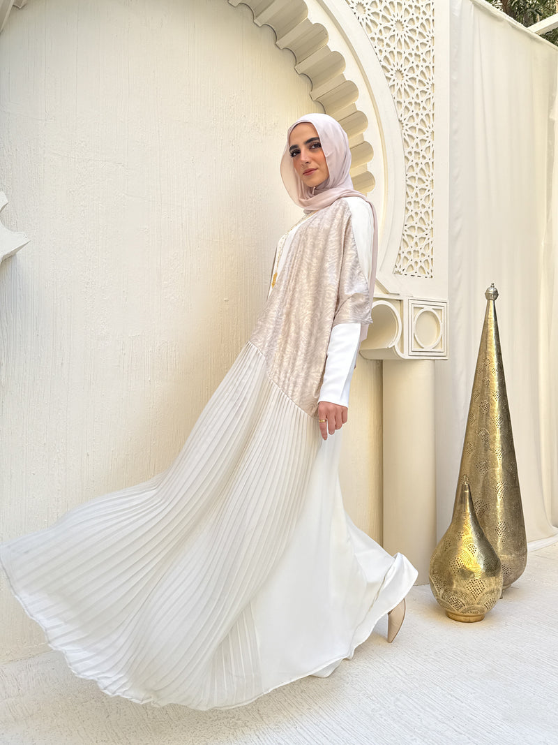 Free Size Pleated Cape Beige C240