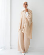 Over Sized Poncho and Pants Set Beige C11063