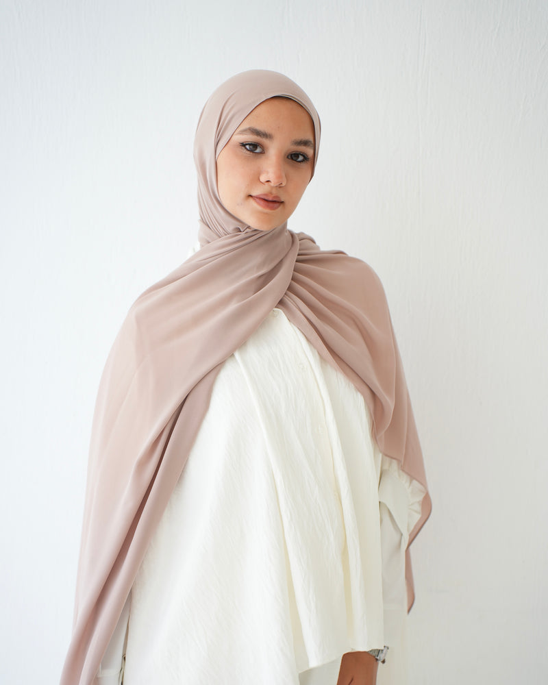 Soft Cotton Chiffon Scarf Latte