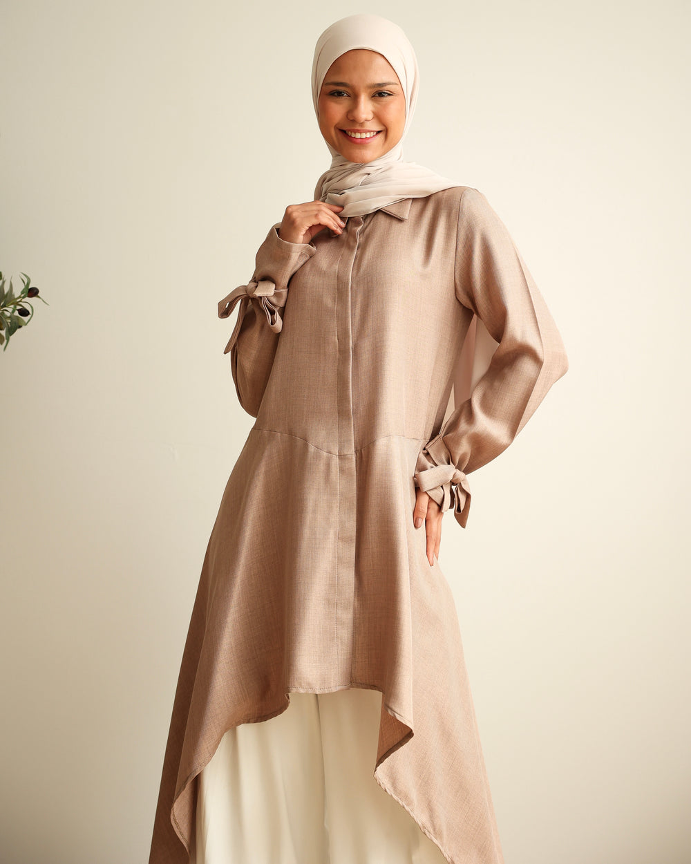 High Low Buttoned Chemise Cafe C191