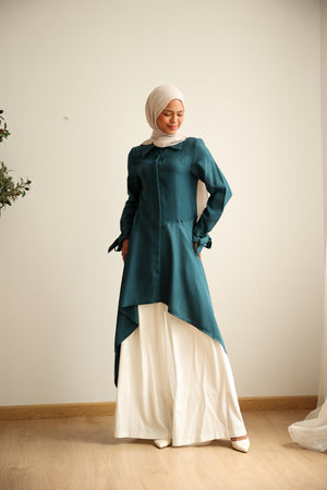 High Low Buttoned Chemise Teal C191