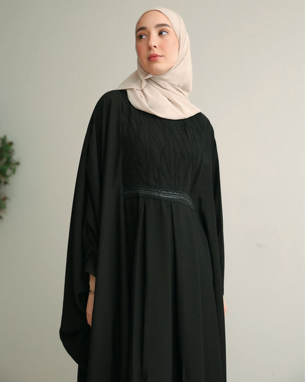 Free Size Internal Belt Silk Abaya C79