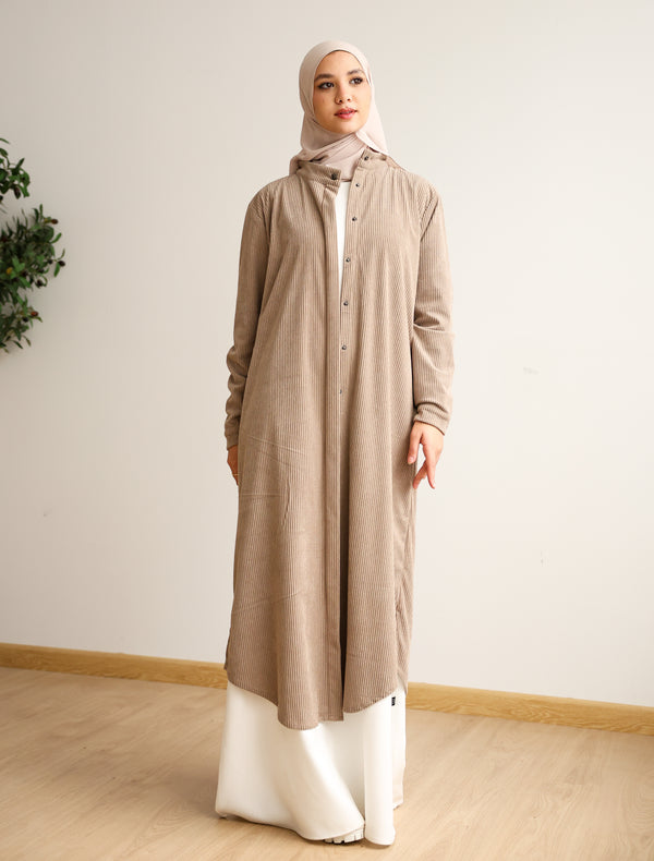 Velvet Corduroy Longline Shirt Beige C510
