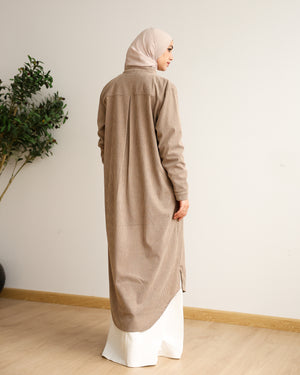 Velvet Corduroy Longline Shirt Beige C510