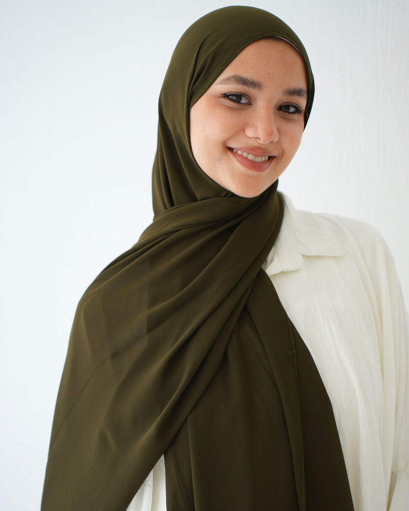 Soft Cotton Chiffon Scarf Olive
