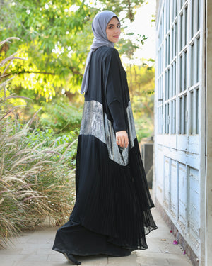 Free Size Pleated Cape Black Silver C215